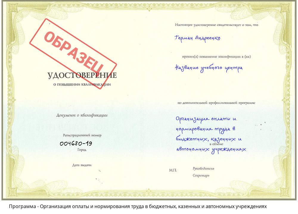 Организация оплаты и нормирования труда в бюджетных, казенных и автономных учреждениях Черняховск