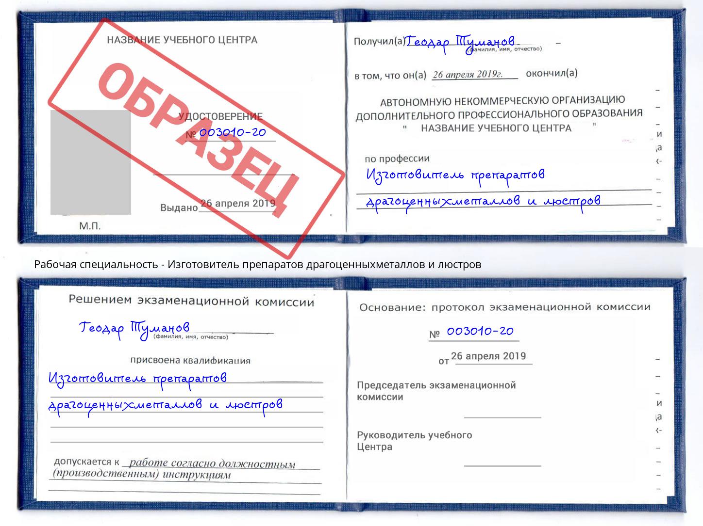 Изготовитель препаратов драгоценныхметаллов и люстров Черняховск