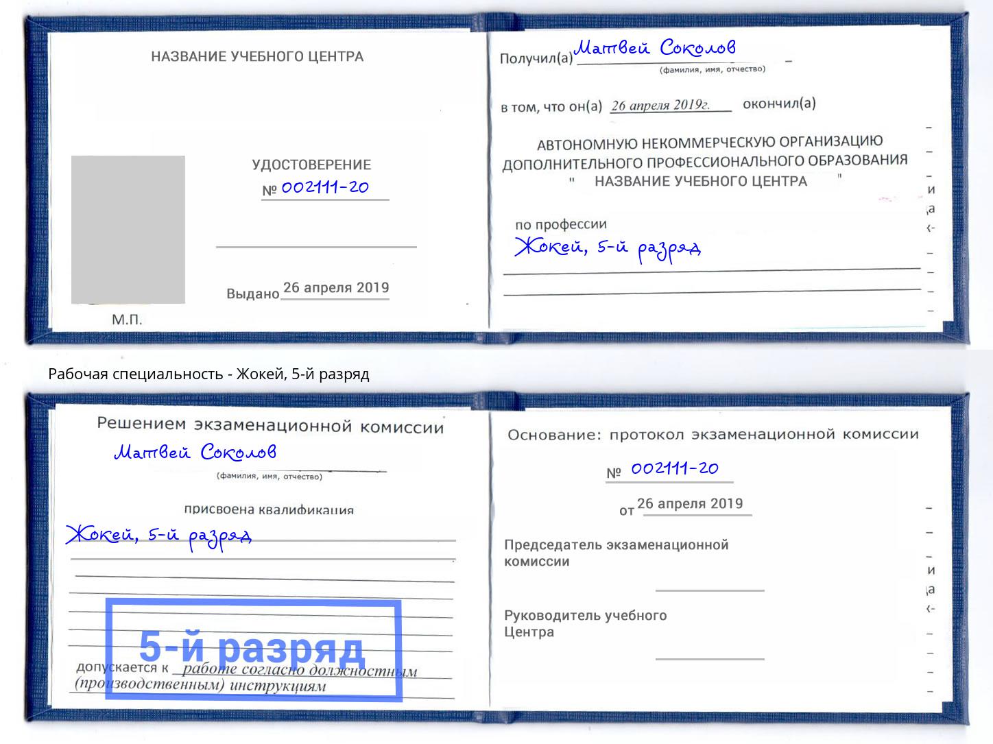 корочка 5-й разряд Жокей Черняховск