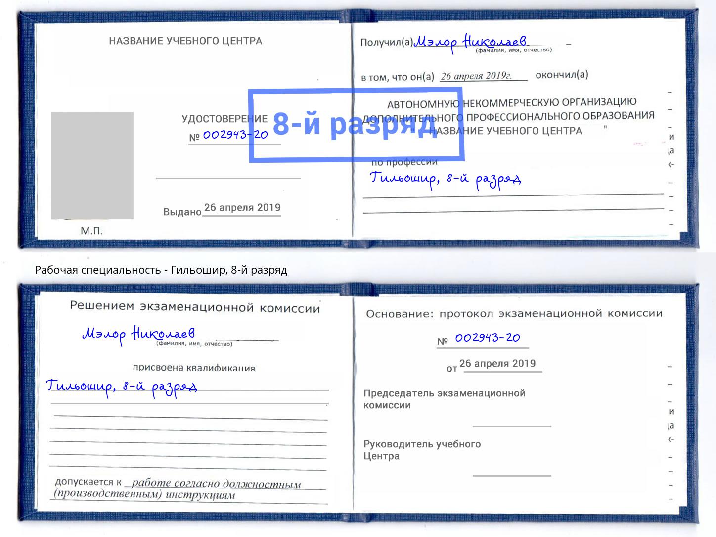 корочка 8-й разряд Гильошир Черняховск